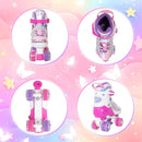 Nattork Kids Roller Skates for Girls Boys Kids, 4 Sizes Adjustable Quad Skates Butterfly and Flower with All Light up Wheels - Birthday Gift for Indoor Outdoor Sports by TinyTreasures Baby Boutique
