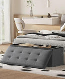 Storage Ottoman Bench, Folding Ottoman Foot Rest, 15 x 43 x 15 Inches, End of Bed Bench, Storage Chest, for Living Room, Bedroom, Hallway, Entryway, Holds up to 700 lb,Dark Gray by CozyNest Decor