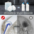 JEHONN Disposable Toilet Brush with 48 Wand Cleaner Refills, Wall Mounted Toilet Bowl Brush Holder Set, Bathroom Cleaning System for Sink Bathtub Wash Basin (Blue) by CozyNest Decor