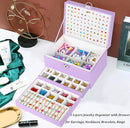 Earrings Jewelry Box for Girls, 5 Layers Jewelry Organizer with Earring Holder Organizer for Girls Earring Organizer Jewelry Boxes for Women Earrings and Necklaces Jewelry Box Organizer Violet by TinyTreasures Baby Boutique