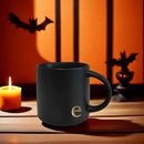 COLLECTIVE HOME - Black Monogram Ceramic Mugs, 15 oz Golden Initial Coffee Cups, Elegant Alphabet Tea Mugs, Personalized Halloween Mug with Gift Box, Perfect for Office and Home Décor (e) by CozyNest Decor