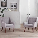 HUIMO Button-Tufted Accent Chairs Set of 2,Upholstered Reading Living Room Chair,Mid Century Modern Chair with Linen Fabric, Club Chair,Comfy Arm Chairs for Living Room,Bedroom,Light Grey by CozyNest Decor