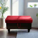 Ottoman Rectangular Storage Ottoman Bench, Flannel Footrest Stool Footstool with Lid for Living Room, Bedroom, Entryway, Red&Black, 35"x23.5"x17.5" by CozyNest Decor