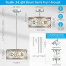 XINGQI Modern Ceiling Light Adjustable Height Pendant Lighting Fixture Brushed Nickel Wood Grain Metal 13" Rustic Round Lights for Dining Room Kitchen Bedroom Foyer Hallway by CozyNest Decor