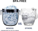 Ice Bucket with Lid, Scoop, Tongs and Strainer - Well Made Insulated Stainless Steel Keep Ice Frozen Longer - Ideal for Cocktail Bar, Parties, Chilling Wine, Champagne - 3 Liter (Black Marble) by CozyNest Decor