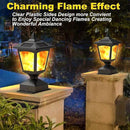Solar Post Flame Light, Outdoor Deck Fence Post Cap Top LED Light wih Flickering Flame, Waterproof, 4x4 5x5 6x6, Outdoor Garden Firefly String Lights, 30 Leds, (Pack of 2) by GreenHaven Gardens