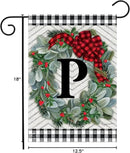 Briarwood Lane Winter Wreath Monogram Letter P Garden Flag by GreenHaven Gardens