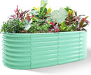 Land Guard 24“ Tall 4×2ft Galvanized Raised Garden Bed Kit, Galvanized Planter Garden Boxes Outdoor, Oval Large Metal Raised Garden Bed for Vegetables (Lime Green, 4×2×2ft) by CozyNest Decor