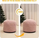 Round Stuffed Pouf Ottoman for Foot Rest, Storage Ottoman Pouf Foot Stool Cushion, Faux Fur Poufs with Foam Chunk Filling, 26 X 18 Inch Floor Chair for Living Room Bedroom Home Decor, Pink by CozyNest Decor