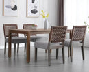 Kmax Farmhouse Dining Chairs Set of 6, Rustic Kitchen Chairs with Linen Fabric Seat and Woven Back, Vintage Accent Chairs for Dining Room, Living Room, Grey by CozyNest Decor