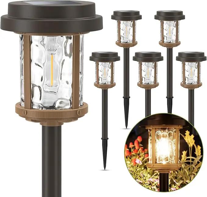 XMCOSY+ Solar Lights Outdoor, 6 Pack Pathway Lights Solar Powered, 20 LM LED Glass Outside Light, Waterproof Lighting for Garden Yard Landscape Driveway Walkway (Warm White), photo 2 of 9