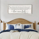 flowtorely Love is Patient, Kind Wall Art Decor 40"X15" Love Never Fails Sign 1 Corinthians 13 Bedroom Above Bed Large Bible Verse Quote Scripture Christianity Hanging Sign (White) by CozyNest Decor