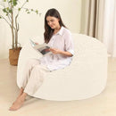 Memory Foam Bean Bag Chair for Adults/Teens, Bean Bag Sofa with Fluffy Removable Cover, for Living Room Bedroom, 4FT White by CozyNest Decor