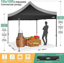 COBIZI 10x10 Pop Up Canopy Tent 10x10 Easy up Canopy, Heavy Duty Outdoor Canopy UPF 50+ All Weather Waterproof Instant Party Tents for Parties Gazebo with Handbag, Black(Windproof Upgraded) by GreenHaven Gardens