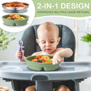 Nuogo 3 Pcs Stainless Steel Baby Suction Plates with Removable Silicone Shell 2-in-1 Metal Toddler Bowl Divided for Picky Eaters Kids Feeding Led Weaning Supplies, Dishwasher Safe (Blue,Pink,Green) by TinyTreasures Baby Boutique
