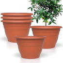 5 Packs Plant Pots, 10 Inch Planters Perfect for Indoor Outdoor Plants, Round Thickened Flower Pots with Drainage Hole, Plastic Garden Plant Planters(Pottery Red) by GreenHaven Gardens