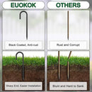 J Hook Rebar Stakes 36 Inch 3/8 Inch Diameter Steel Tent Stakes Heavy Duty Chain Link Fence Stakes Trampoline Stakes with Chisel Point End Metal Stakes for Ground, Canopy Swing Set, Black (16 Pcs) by CozyNest Decor
