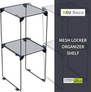 Neudeco Pack 2, Mesh Locker Shelf, Stackable Extra Tall Locker Organizer, Collapsible and Metal Build, Fits Standard Size School Locker, Suitable for Work, Kitchen, Bathroom (Grey) by CozyNest Decor