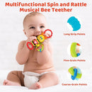 KiddoLab Twist & Rattle Musical Bee Light-Up Toy and Teething Ring for Toddlers - Sensory Chew and Fine Motor Skills Toy for Newborn - Baby Rattle and Teething Toys for 3+ Months Babies by TinyTreasures Baby Boutique