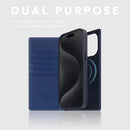 D8 Full Grain Leather Wallet Case for iPhone 15 Pro Max - [2-in-1] Handcrafted Detachable Diary Style with Magnetic MagSafe Back Cover, Gift Box Included (Navy Blue) by TinyTreasures Baby Boutique