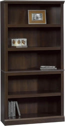 Sauder 5-Shelf Bookcase/ Book shelf, L: 35.28" x W: 13.23" x H: 69.76", Cinnamon Cherry finish by CozyNest Decor