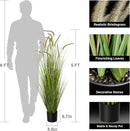 KOL Artificial 5ft 2-Pack Horsetail Reed Grass, 59in Tall Artificial Indoor Outdoor Fake Grass Plant, Home Office Decorative Artificial Plants in Pot Faux Plant Greenery, Wedding Decor Grass by CozyNest Decor
