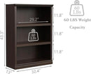 43 in Tall Bookcase, 3-Tier Bookshelf Open Storage, 33 inch Wide Floor Standing Indoor Furniture, Book Cases for Home School Library Office Bedroom Kids, Dark Cherry 3 Tiers by CozyNest Decor