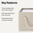 Amazon Basics Foldable Storage Bins with Rope Handles, Linen, Large, Pack of 3 by CozyNest Decor