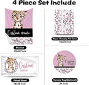 Custom Nursery Crib Bedding Set: Personalized Name 4 Piece Pink Leopard Elephant Design Baby Crib Sets for Girls - Toddler Double Layer Blanket Set, Comfortable Crib Bed Sheets for Baby Toddlers by TinyTreasures Baby Boutique