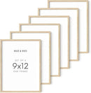 HAUS AND HUES Set of 6 9 X 12 Picture Frame - 9x12 Frame Collage Picture Frames for Wall, 9x12 Picture Frame Sets Wooden Frames, 12x9 Picture Frames in Bulk Wooden Picture Frames (Beige Oak Frame) by CozyNest Decor