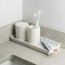 White Toothbrush Holder for Bathrooms – Modern Resin Countertop Organizer with Slots, Compact Toothbrush and Toothpaste Storage for Vanity, Hotel, Airbnb (White) by CozyNest Decor
