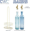 COOK WITH COLOR Glass Olive Oil Bottle Dispenser - 2 Pack- 17oz Oil and Vinegar Cruet - Olive Oil Carafe Decanter for Kitchen by CozyNest Decor