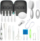 Baby Healthcare and Grooming Kit, 21 in 1 Portable Baby Essentials Kit with Gas Relief Hair Brush Comb Nasal Aspirator for Newborn Boys Girls (Grey White) by TinyTreasures Baby Boutique