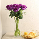 Purple Fake Roses Artificial Flowers - 10 Pcs Fake Artificial Roses Silk Flowers with Stems for Home Wedding Hotel Office Centerpiece Decor by CozyNest Decor