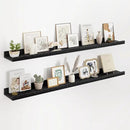 Floating Picture Ledge Shelves 48 Inch Solid Oak Wood Set of 2, Rustic Wall Storage Shelves with Lip, Kids Bookshelf, Photo & Picture Ledge Shelves for Bedroom, Living Room, Kitchen by CozyNest Decor