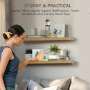 Solid Wood Floating Shelves Set of 2 - Natural, Warp & Crack Resistant 23.62 Inch Wall Shelf with Invisible Brackets Thicker, More Durable for Bathroom, Bedroom, Kitchen, Living Room (Wood, 23.62) by CozyNest Decor