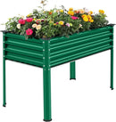 Land Guard Galvanized Oval Large Metal Raised Garden Bed with Legs for Vegetables (Green) by CozyNest Decor
