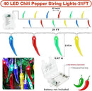 Chili Pepper String Lights, 40 LED 21Ft Chili Pepper Fairy Lights Battery Operated for Indoor Outdoor Garden Pool Birthday Mexican Party Wedding Christmas Summer Tropical Decor by CozyNest Decor