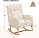Rocking Chair Nursery, Nursing Rocking Chairs for Mom Nursery, Comfy Wingback Glider Rocking Armchair with Side Pocket for Nursery Living Room, Beige by TinyTreasures Baby Boutique