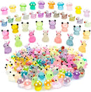 122Pcs Luminous Mini Resin Animal Figurines Glow in The Dark Cute Rabbits Frogs Mushrooms Glitter Ducks 4 Combination Miniature Figurines Set for Office Garden Decoration Aquarium Home Party Decor by GreenHaven Gardens