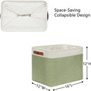 DULLEMELO 2-Pack Large Storage Baskets for Organizing 16"x12"x12" Canvas Fabric Storage Basket Bins With Leather Handles for Shelf Clothes Empty Gift Basket (White&Green) by TinyTreasures Baby Boutique