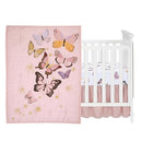 Lambs & Ivy Butterfly Dreams Pink/Gold 3-Piece Nursery Baby Crib Bedding Set by TinyTreasures Baby Boutique