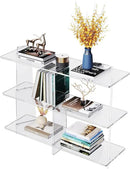 Acrylic Bookshelf, Small 3 Tier Open Bookcase for Small Spaces,Sofa Table, Hallway Entry Table for Home Living Room (Clear, 39.4'' x 11.8'' x 31.5'') by CozyNest Decor