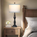 27.5" Farmhouse Table Lamp for Living Room, Black Lamps Set of 2 with USB A+C Ports, Mid Century Tall Table Lamp for Bedroom, Bedside Lamps for Night Stands(2 Bulbs Included) by CozyNest Decor