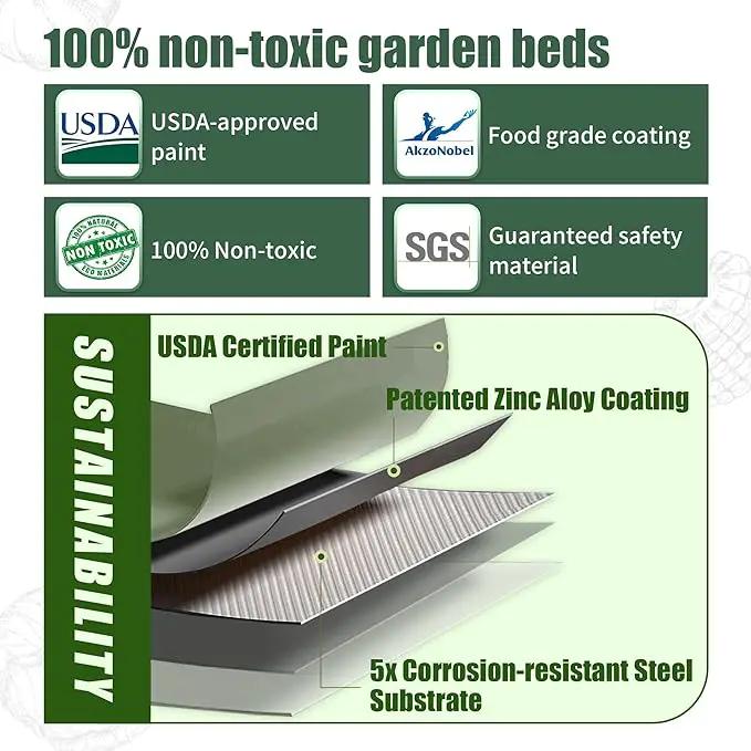 8 X 2 X 1.4 Ft Galvanized Raised Garden Bed,Sturdy and Easy to Assemble Oval Raised Planter Beds Outdoor for Vegetables, Gardening, Flowers, Fruits（Light Green）, photo 5 of 9