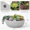 MyGift 8 Inch Round Modern Artificial Succulent Arrangement Potted in Gray Concrete Plant Bowl, Assorted Faux Mini Succulents in a Decorative Planter Pot by CozyNest Decor