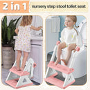 2 In 1 Potty Training Toilet Seat & Toddler Step Stool, Bottom Triangle Stability Toddler Toilet Seat, Adjustable Step & Seat Height Potty Seats (Pink) by TinyTreasures Baby Boutique
