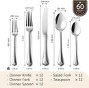 KINGSTONE Silverware Set, 60-piece 18/10 Stainless Steel Flatware Set Cutlery Set for 12, for Kitchen, Home, Wedding, Party, Mirror Polished and Dishwasher Safe, Featured Gifts by CozyNest Decor