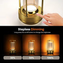 Portable Metal Table Lamp for Indoor/Outdoor ,Rechargeable Cordless LED Lamp, 3-Colour Infinitely Dimming Battery Powered Small Desk Lamp, Restaurant/Bedroom/Bar/Coffee/Camping Light (Gold Set of 2) by CozyNest Decor