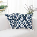 HWY 50 Dark Blue Decorative Throw Pillow Covers 18x18 Inch, Pack of 2 Embroidered Cotton Farmhouse Cushion Cover Pillow Case for Sofa Couch Living Room Bed Bedroon, Trellis by CozyNest Decor